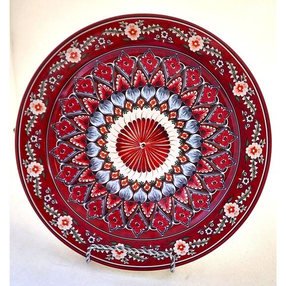 PLATE-DINNER-POTTERY BARN-Mezze Collection-Red-Moroccan Style-10.5 in Diameter - Picture 2 of 7